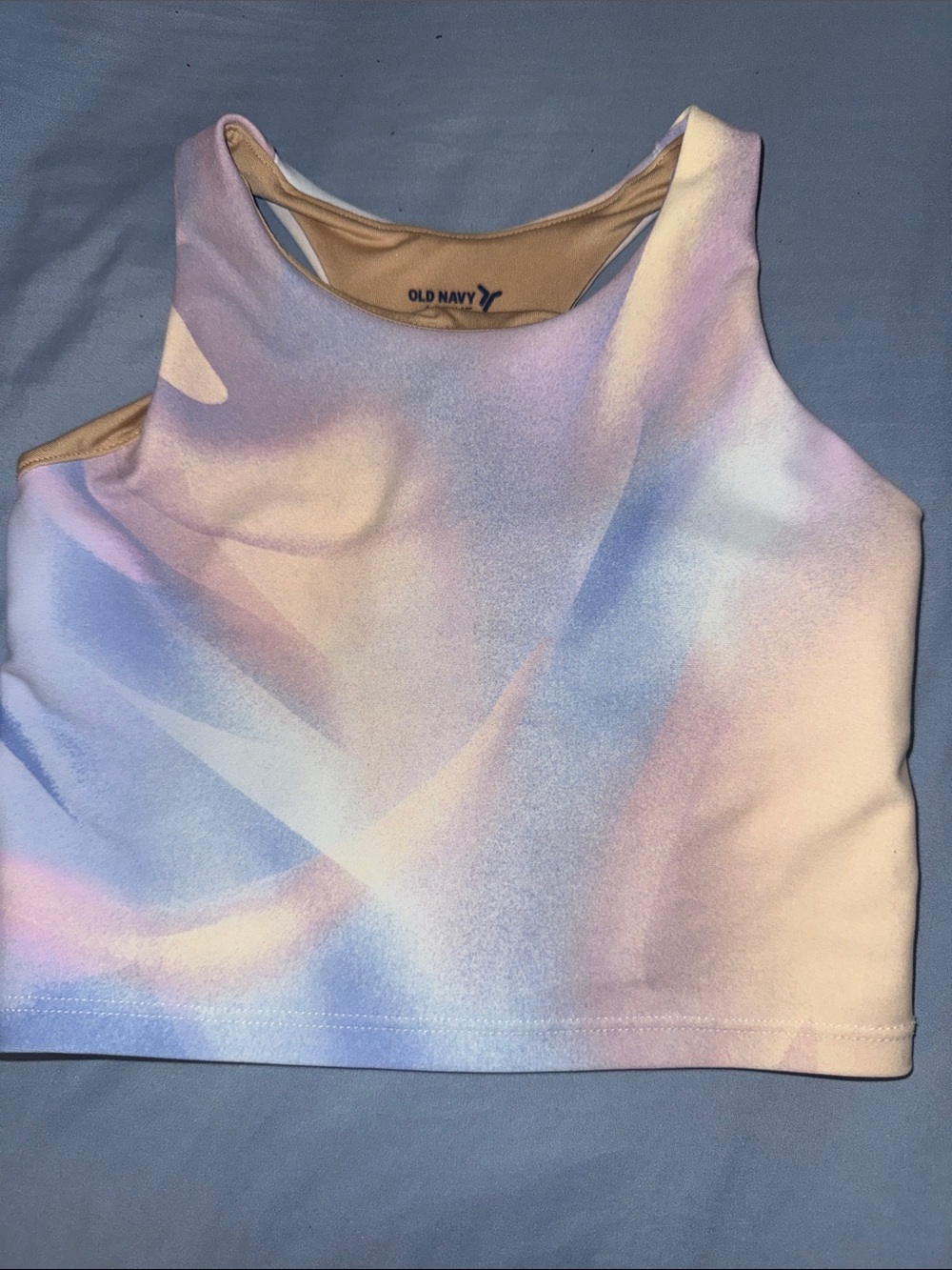 Old Navy Pastel Tie-Dye Racerback Crop Tank Top in Pink and Blue